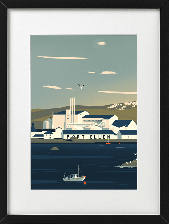 Framed photograph illustration of Port Ellen distillery